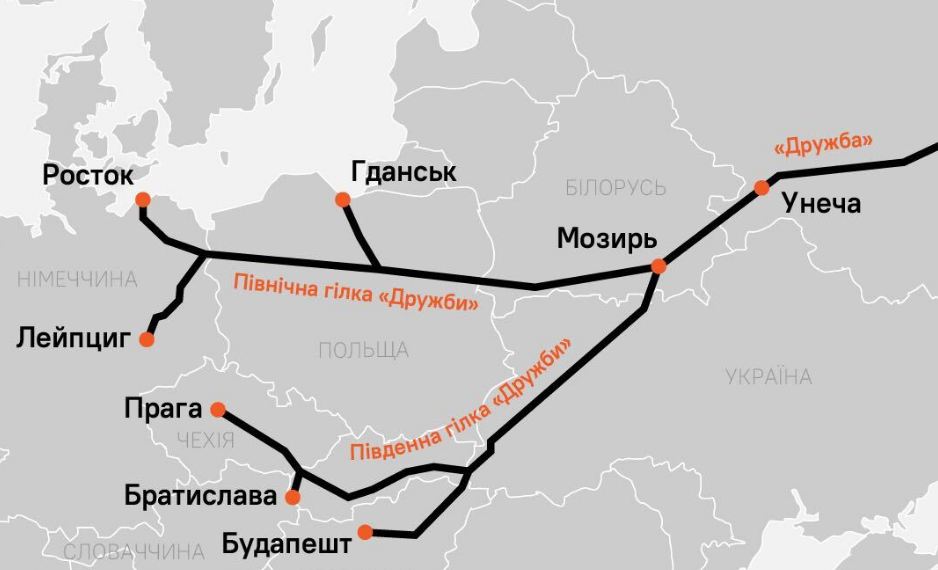 Нефтепровод дружба на карте россии схема